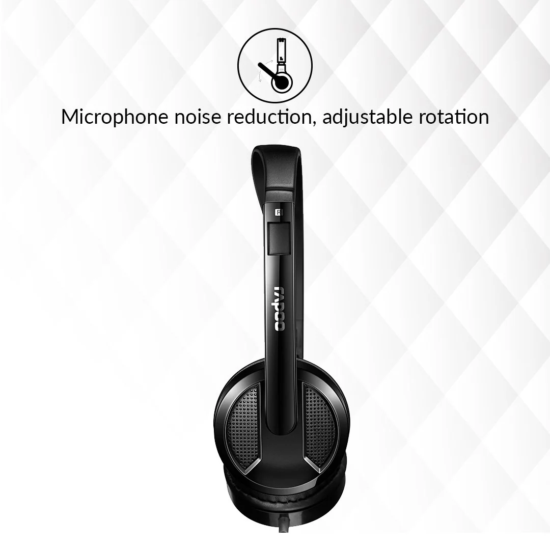 RAPOO H100 Wired Stereo Headset Pulse Black with Splitter (17475) - Image 6