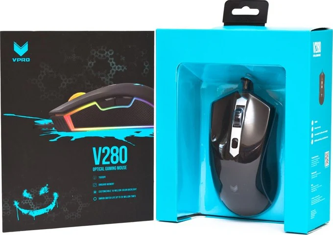 Rapoo V280 VPRO 7000 DPI RGB Wired Optical Gaming Mouse - Black - Image 3